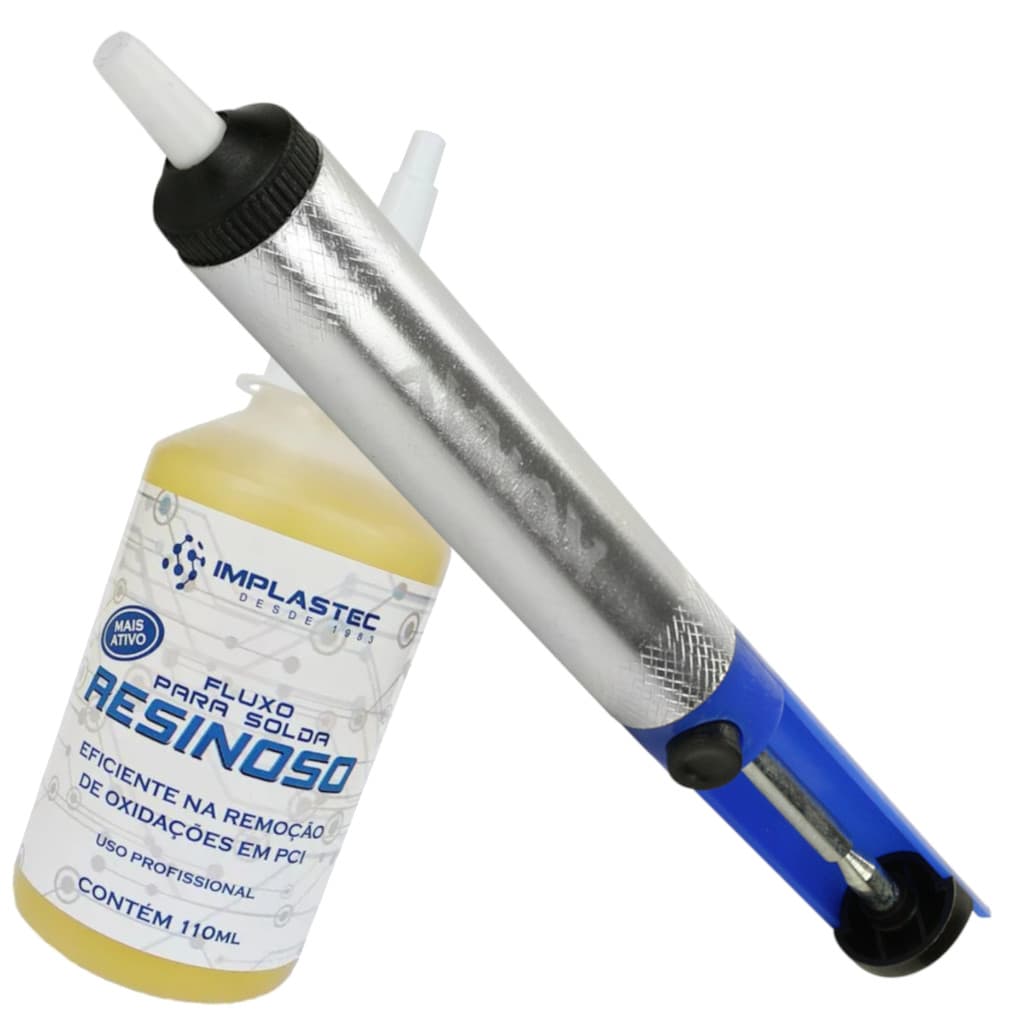 Fluxo Solda Resinoso 110ml + Sugador de Solda Em Alumínio
