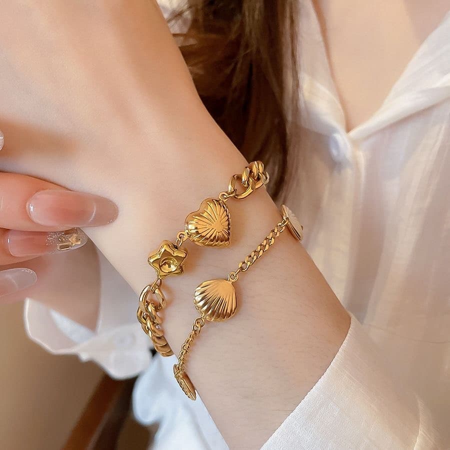 Kit Pulseiras Femininas Douradas Sortidas Delicadas Ajustáveis Moda Presente