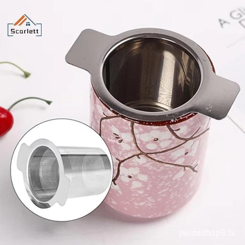 [Scarlett] Vazamento De Chá De Aço Inoxidável Na Caneca Infusor Com Tampa Coador Folhas Soltas [Preferencial]