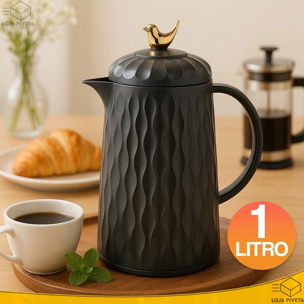 Garrafa Jarra Térmica De Café 1 Litro Luxo Chá Bebidas Quentes e Frias Bird Isotérmica