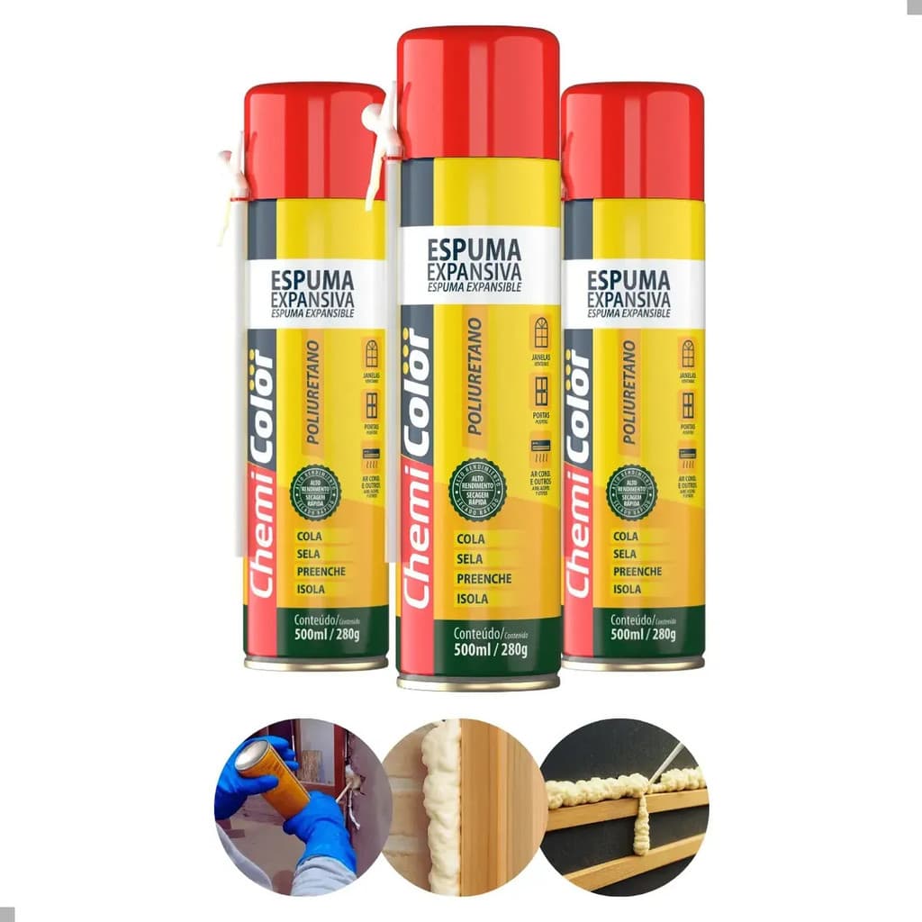 Kit 3 Espuma Expansiva Multiuso Vedação Selante Isolante