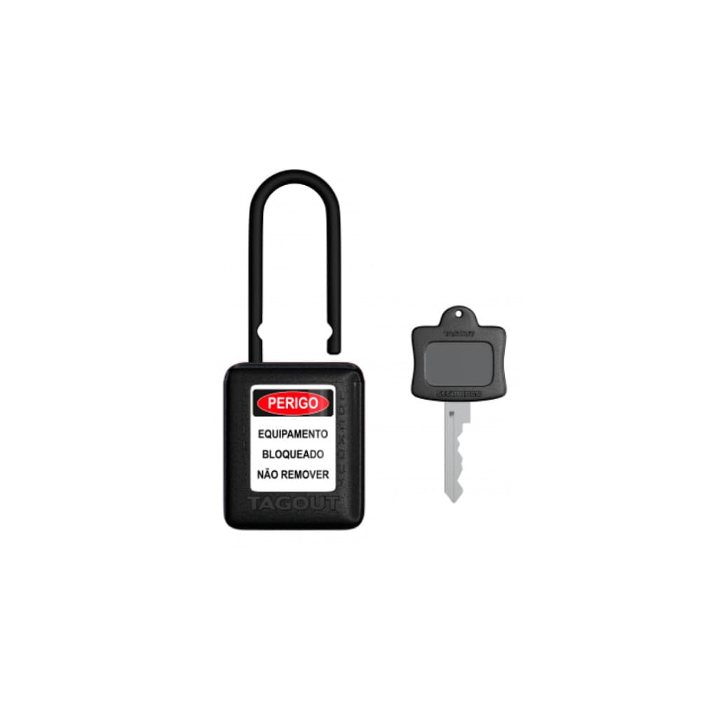 Cadeado de Bloqueio Plástico com Haste Plástica 6,3 x 38 mm Preto - TAGOUT