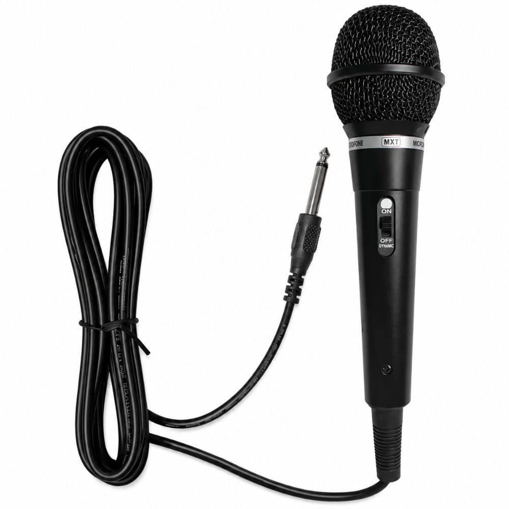 Microfone Com Fio MXT M1800B P10 Mono Karaokê Caixa Amplificada Igreja Aula E Show