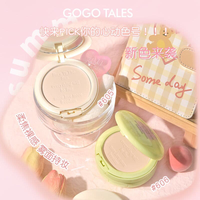 GOGO TALES GOGO Dance Duas Cores Gradiente Foco Suave Conjunto de Pó Solto Maquiagem Segurar Conjunto de Capa de Maquiag
