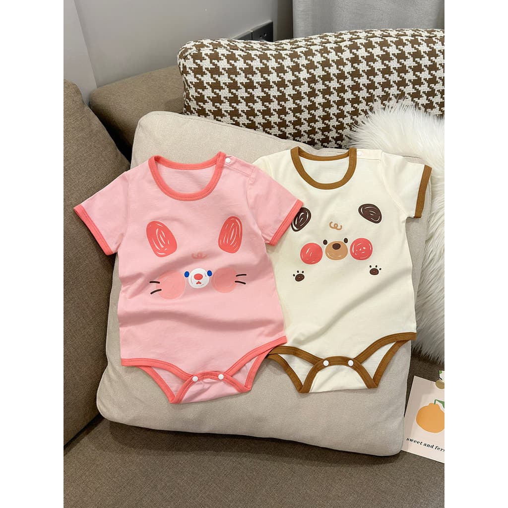 Meninas outubro roupas de verão de manga curta macacão do bebê meninos puro algodão exterior usar macacão pijamas das cr