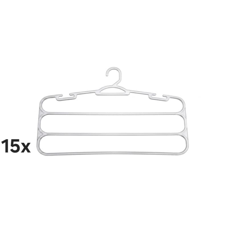 Kit 15 Cabides Cristal para Calças 3 Divisórias Reforçado - Organizador de Guarda Roupa