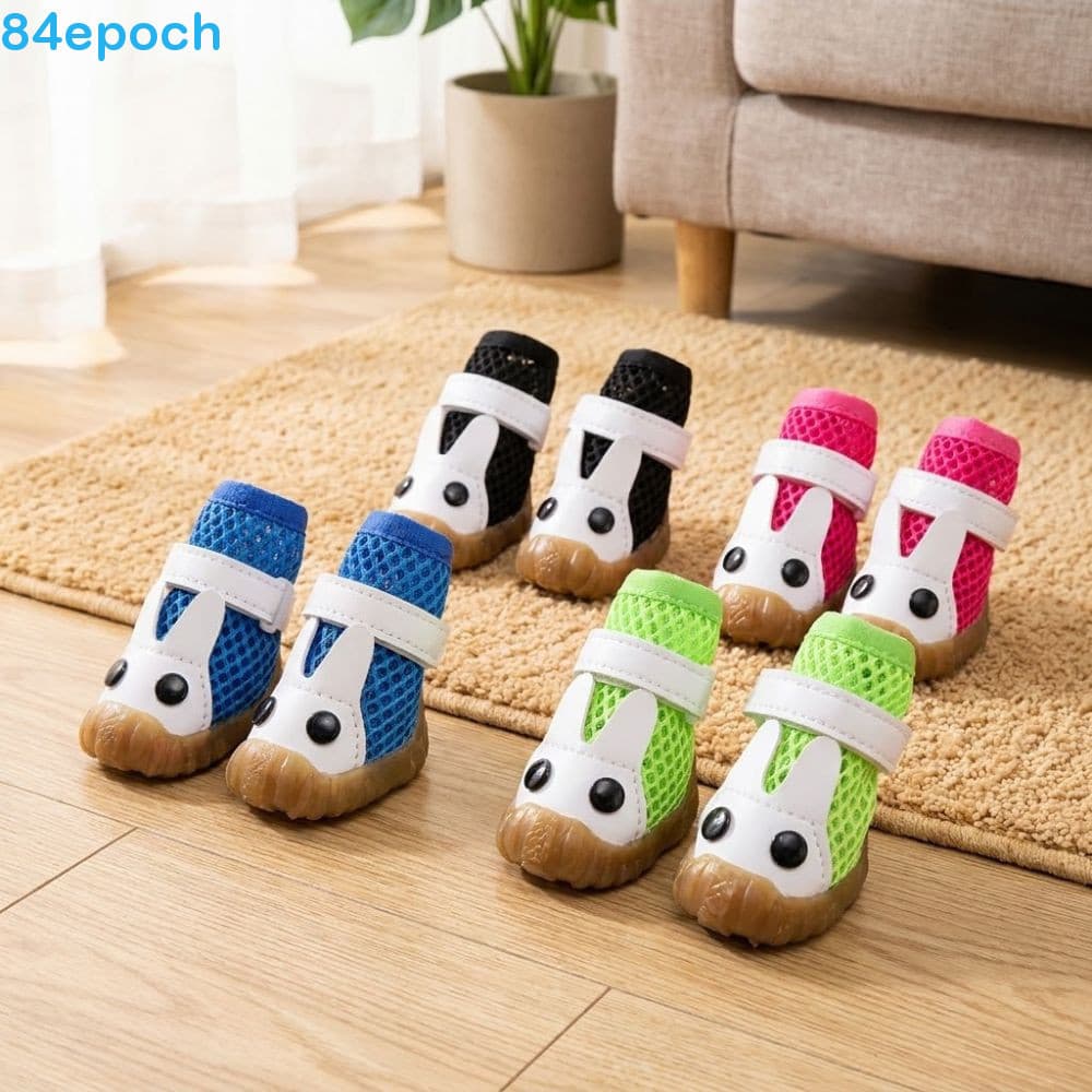 BREPOCH 4 Unidades De Sapatos De Malha Para Cães , Rede Respiráveis Ocos E Resistentes Ao Desgaste , Tênis Com Alça Ajus