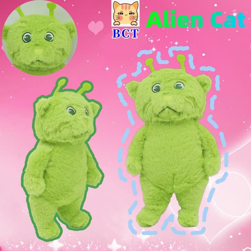 BCT Bonito Alienígena Gatinho Brinquedo De Pelúcia Gato Verde Boneca Divertido Gnarp Cat Silly Alien Meme Presente De An