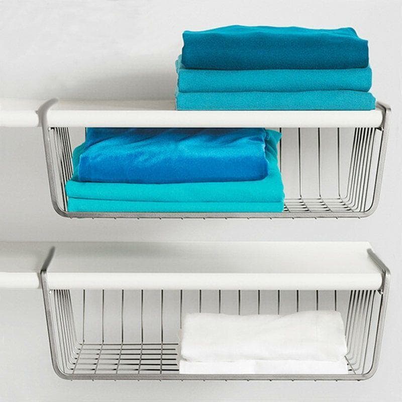 Ela rack de armazenamento de guarda-roupa sob partição mesa pendurado cesta escritório organizador de mesa armário de co