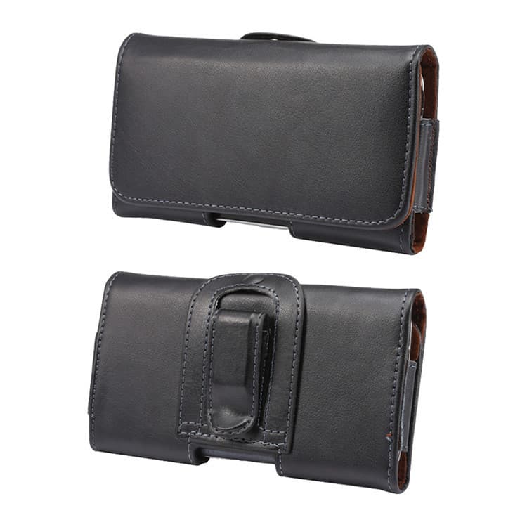 Manga de couro genuíno pendurada na cintura Bolsa para celular usando cinto fivela traseira cintura estilo Horizontal ma