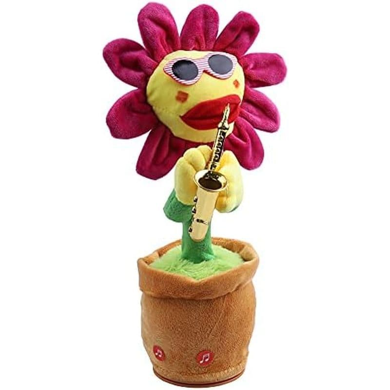 Brinquedo Repete O Que Você Diz Cantando Dança Falando Gravação Girassol Brilhante Flor De Pelúcia Macia Saxofone Musica