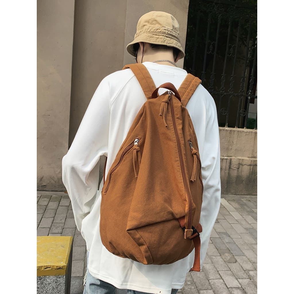 Drape saco de escola mochila lona Commuter grande capacidade versão coreana All-Match simples Casual Retro masculino est