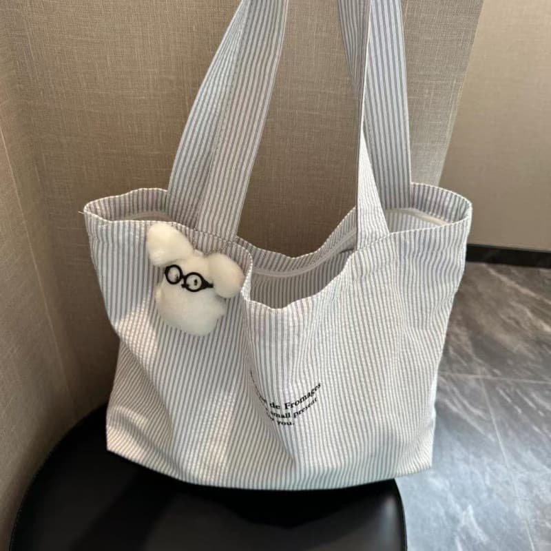 Novas listras casuais preguiçoso simples grande capacidade 2025 Commuter bolsa de lona All-Match um ombro para