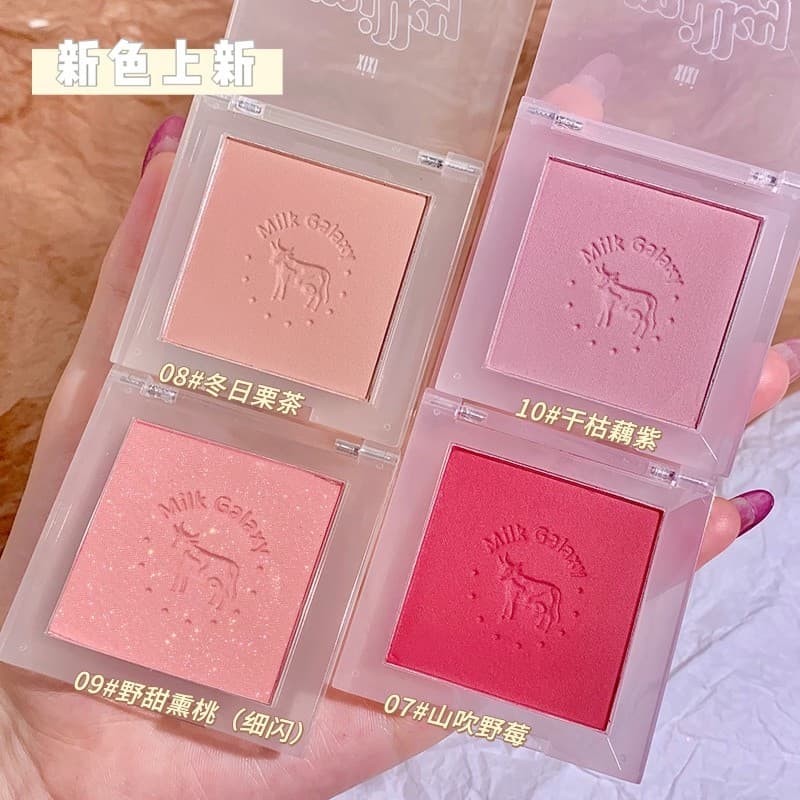 Xixixi leite galáxia névoa macia Blush novato pequeno portátil Natural Nude maquiagem fosco pasta de feijão leite chá es