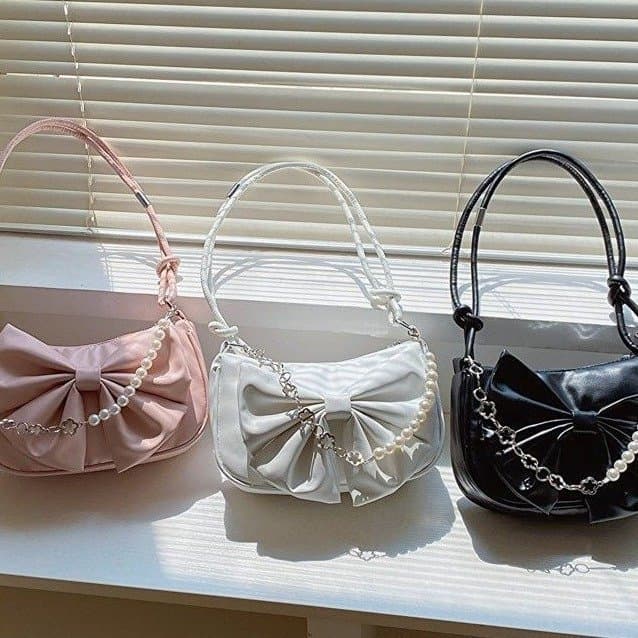 Verão viagem estilo doce bolsa de ombro tridimensional arco pérola corrente Design Multi-cor opcional temperamento axila