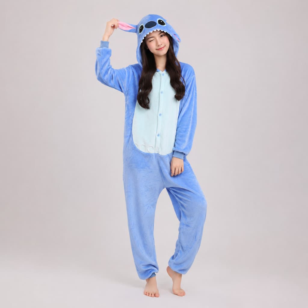 Pijama do Stitch Kigurumi com Tecido Macio e Confortável para Adultos e Crianças - Modelo PREMIUM