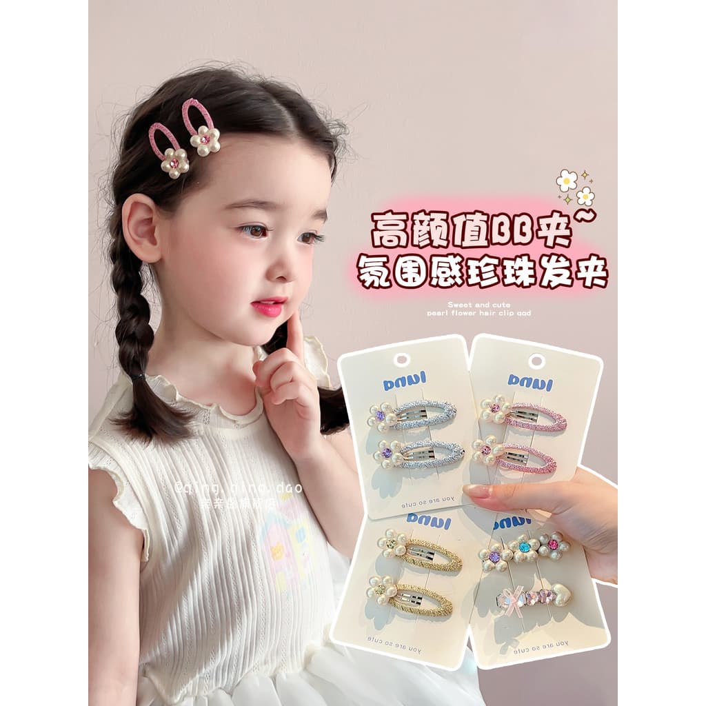 Crianças versão coreana pérola flor hairpin 2026 novo estilo meninas franja clipe testa lado hairpin bb clipe cocar