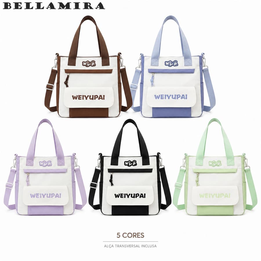 Bolsa Transversais Nylon Impermeável Bolsa Ombro Grande para Escola e Faculdade Bolsa Transversal Durável com Múltiplos