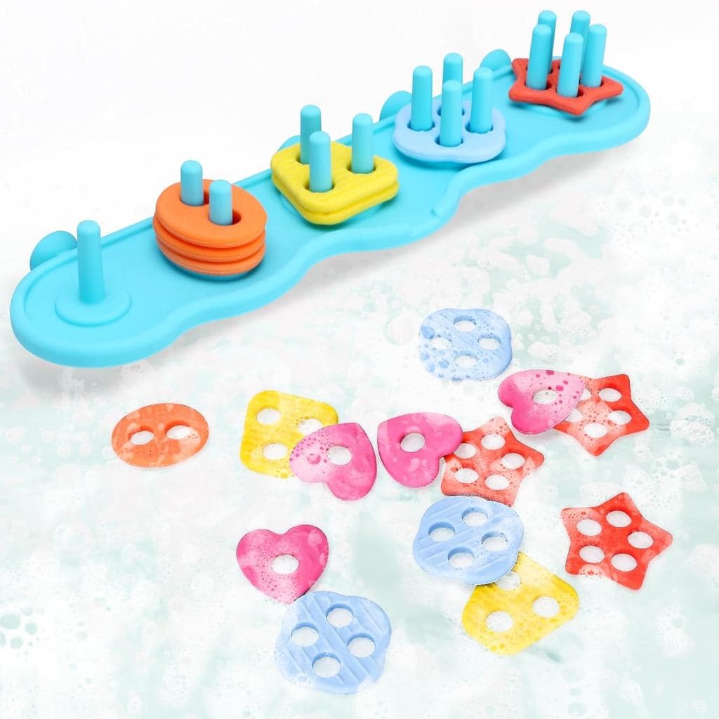 Brinquedos de Banho para Bebês, Conjunto de Brinquedos de Banho em Silicone sem Mofo para Classificação e Empilhamento c