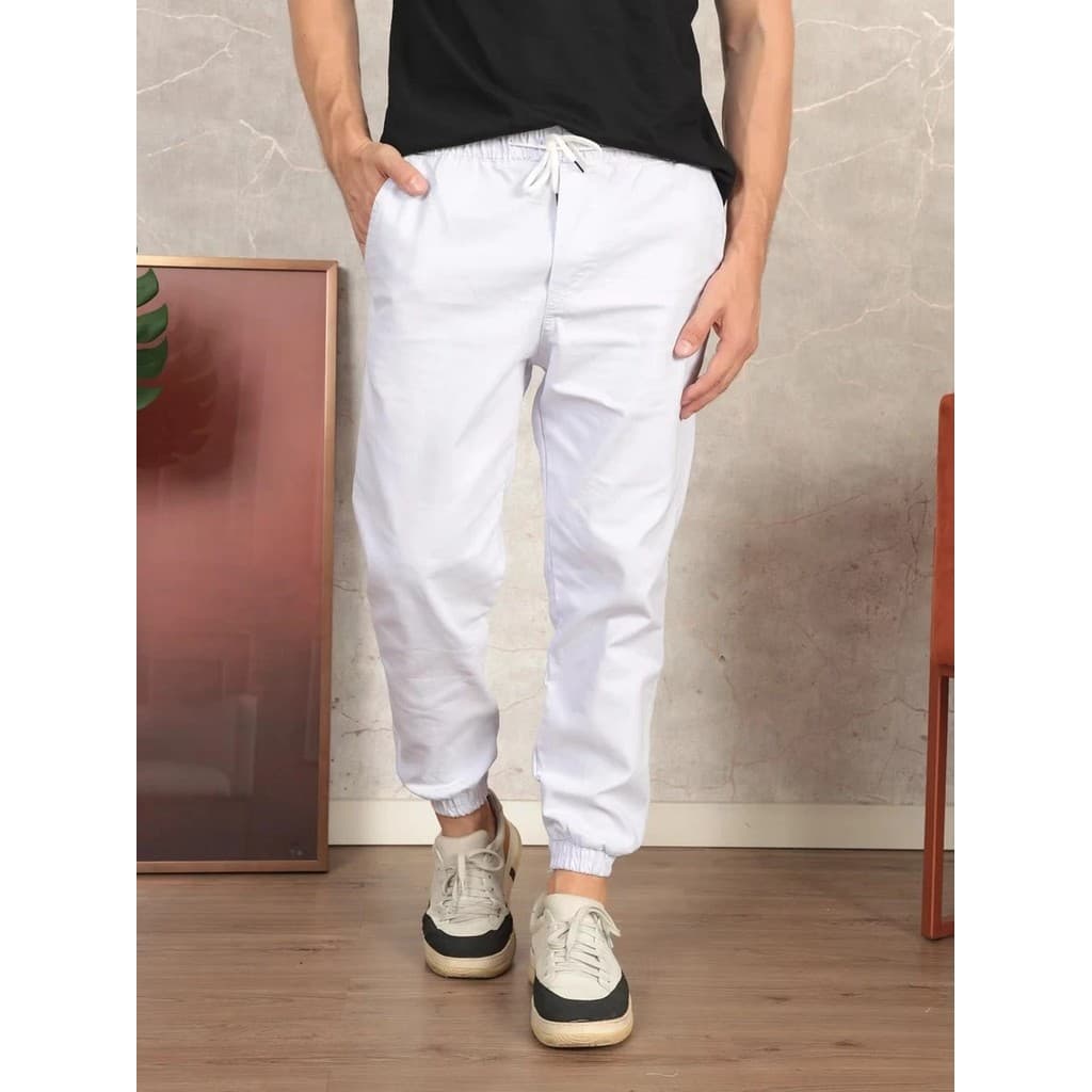 Calça Jogger Masculina Estilo Fitness Branca
