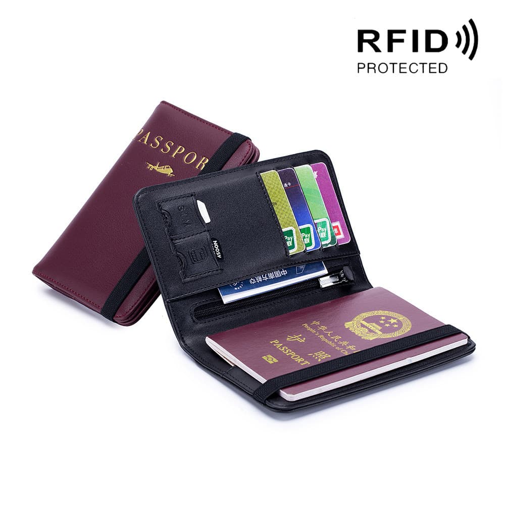 Clássico moda viagem saco de passaporte grande capacidade rfid multifuncional titular do bilhete das mulheres dos homens