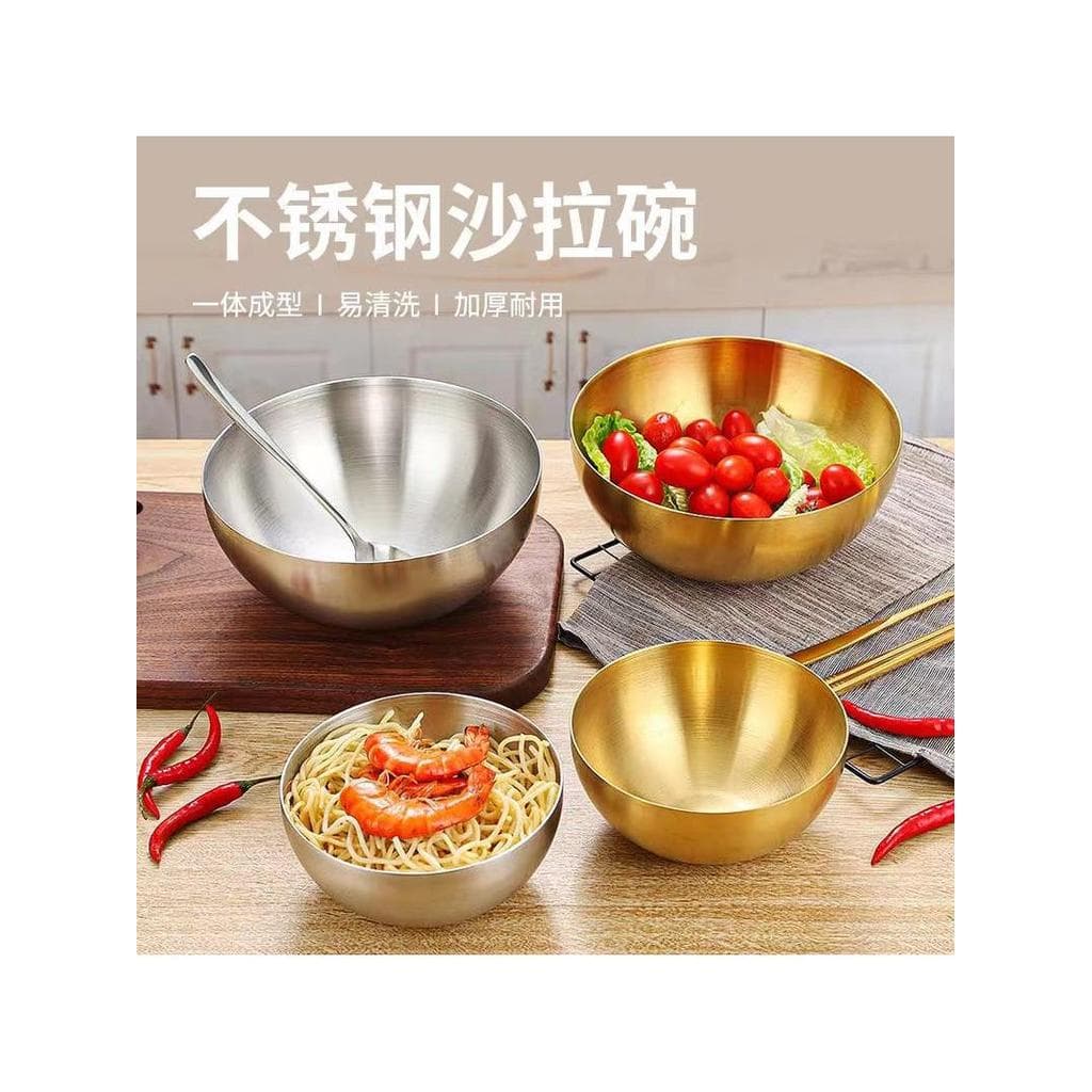 Tigela de salada estilo coreano de aço inoxidável Tigela de macarrão frio de camada única Tigela de macarrão instantâneo