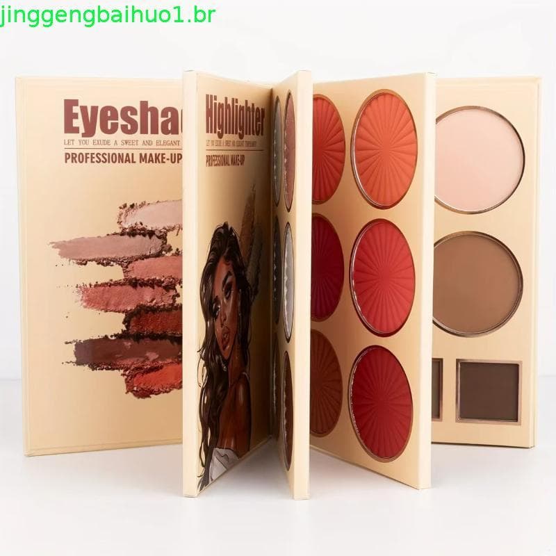 book de maquiagem 43 Cores 4 Páginas Livro Em Forma De Paleta De Sombra Matte Eyeshadow Glitter Contorno De Pigmento Pó