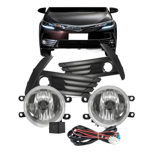 Kit Farol Milha Auxiliar Corolla 2018 2019 C/ Grade Preto