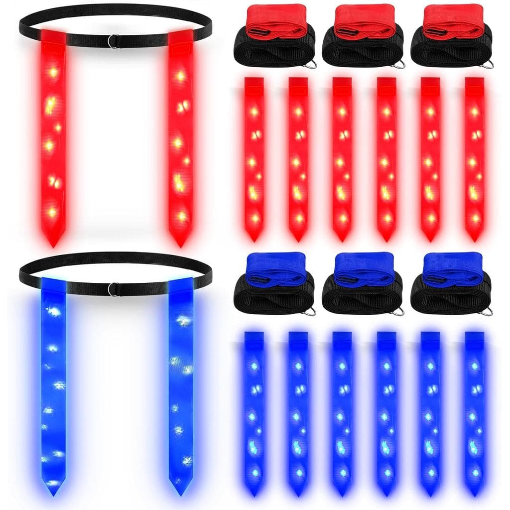 Conjunto de 6 Cintos de Bandeira LED que Brilham no Escuro, Ajustáveis, para Jogos de Praia e Festas ao Ar Livre