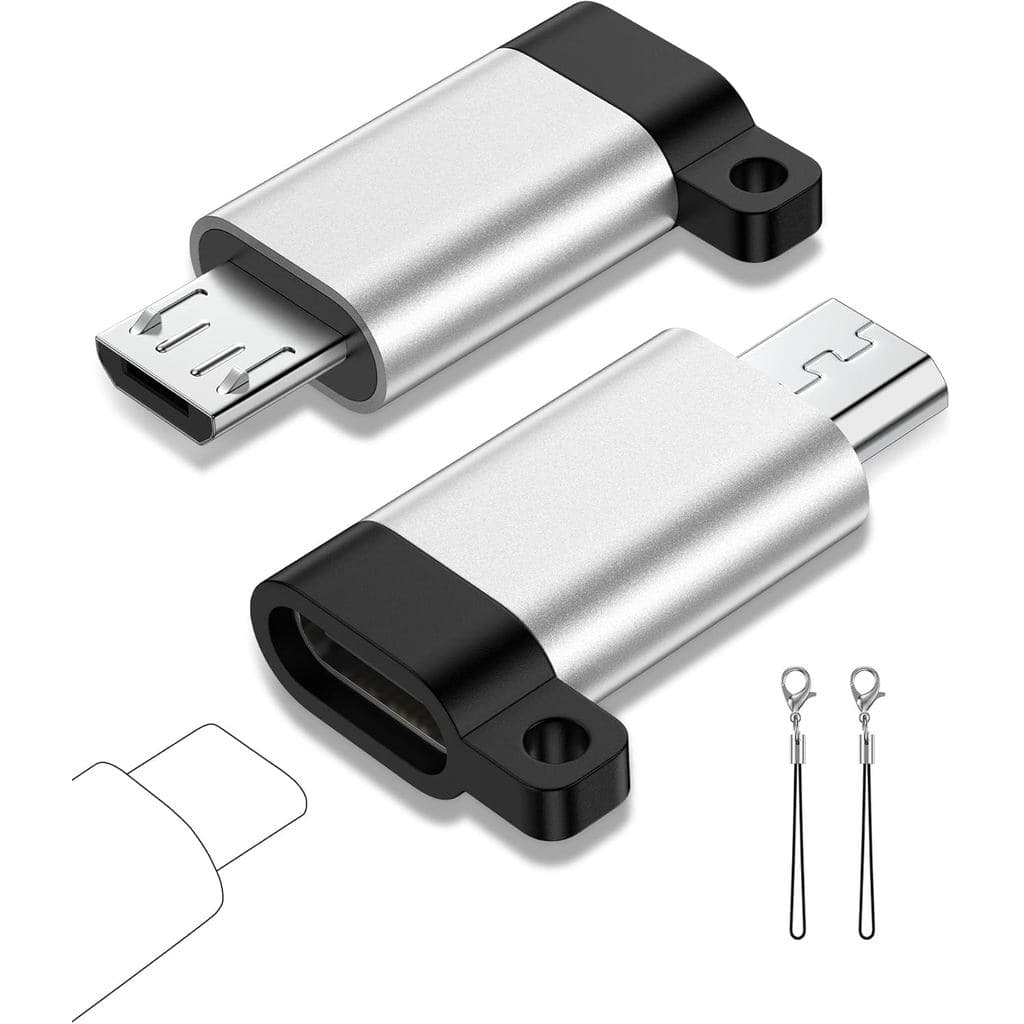 Adaptador Micro USB para USB C, Pacote com 2 Conversores Tipo C Fêmea para Micro USB Macho, Adaptador USB C para Micro U