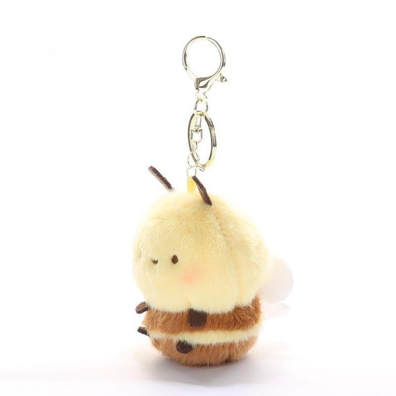 Bonito pequena abelha pelúcia mochila pingente boneca chaveiro pingente saco dos desenhos animados pingente boneca Anima