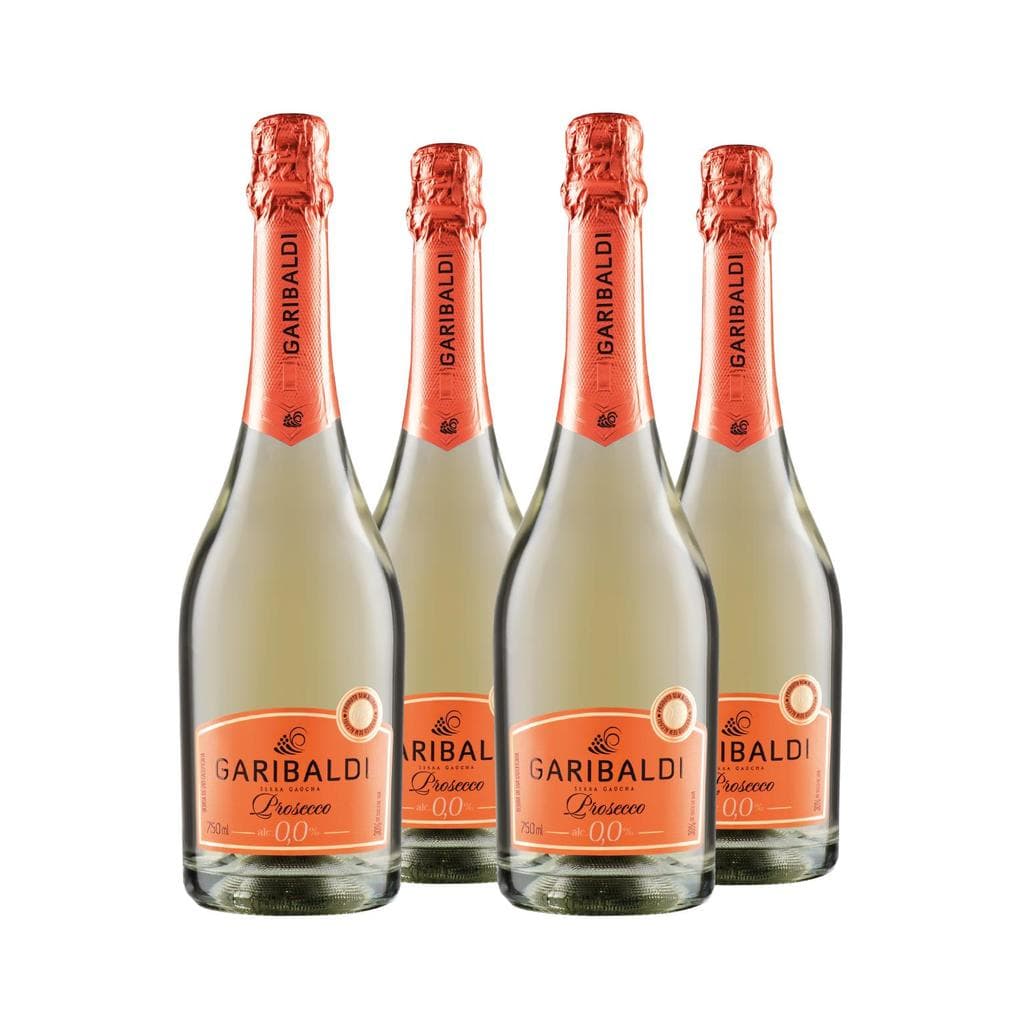 Kit 4 Espumante Prosecco Zero Álcool Branco 750 ml Garibaldi