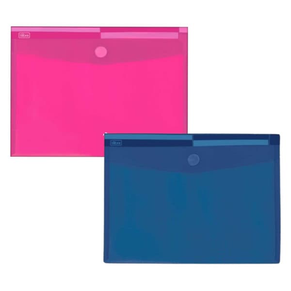 Pasta Envelope Fecho de Velcro A4 Rosa Azul Tilibra