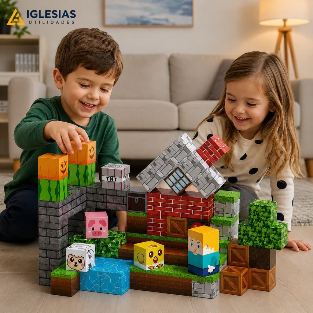 Brinquedo Bloco De Montar Magnético Infantil Cubos Construção 80 Peças