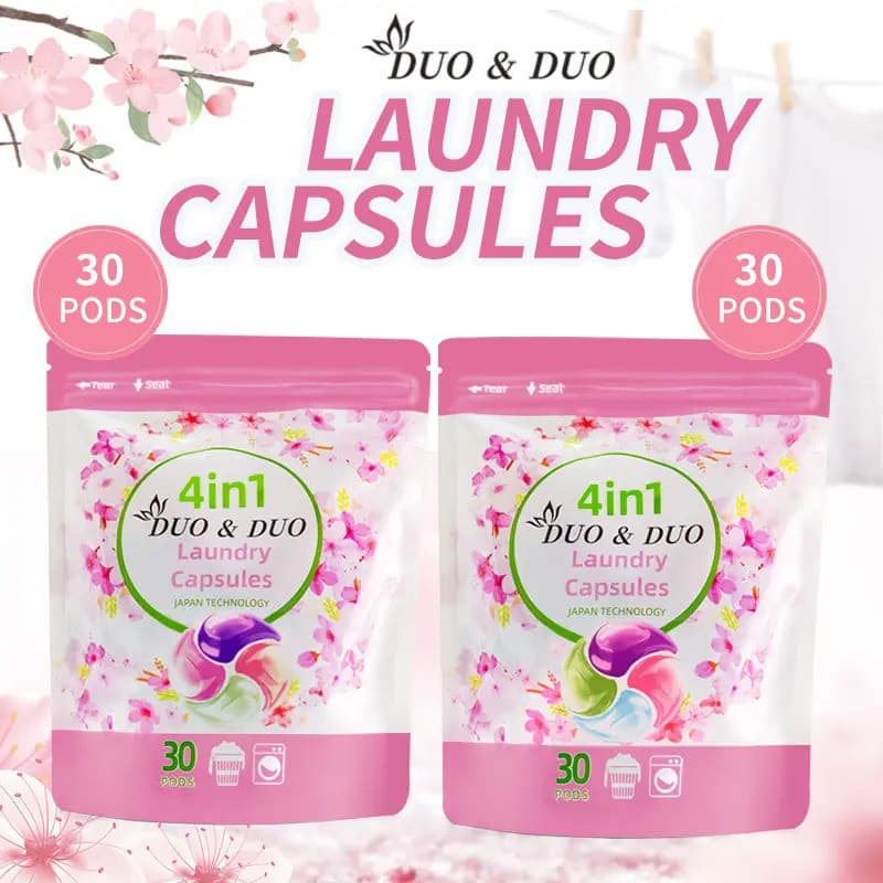 [DuoDuo] Refil 30 cápsulas/pacote - Cápsulas de Lavagem 4 em 1 - Aroma Armanni / Aroma Flor de Cerejeira