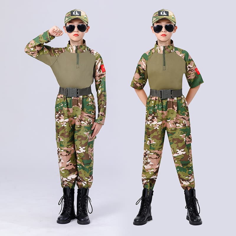 Crianças camuflagem uniforme terno meninos meninas uniformes de treinamento militar de manga comprida estudantes da esco