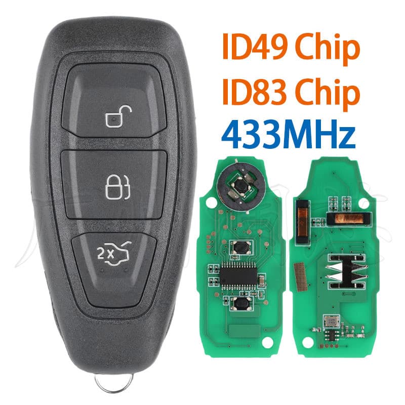 Adequado para Ford C-Max Mondeo carnaval 3 botões chave de controle remoto inteligente 433MHz ID49/83 Chip