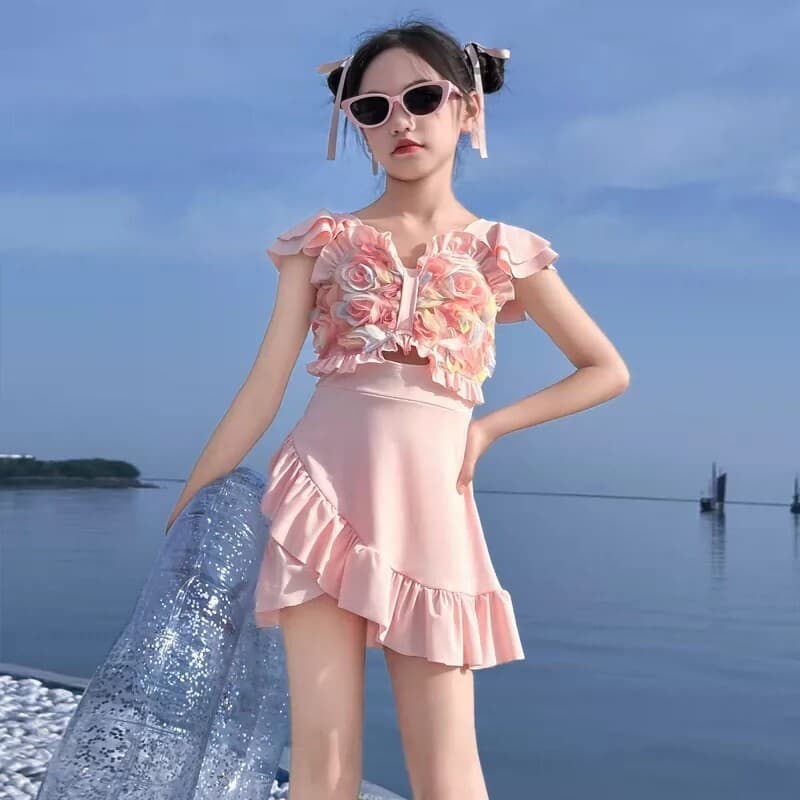 Meninas roupa de banho dividida de secagem rápida 2026 verão novo estilo roupa de banho infantil meninas médio grande cr