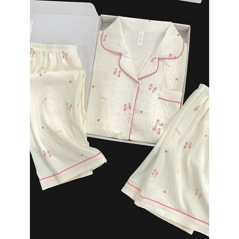 Pijamas femininos verão nuvem algodão 2025 novo estilo verão estilo fino solto Casual bonito amor Loungewear terno de tr
