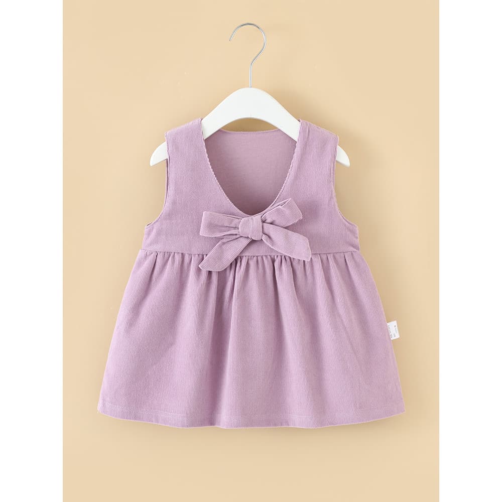 Doce estilo Bowknot colete vestido jaqueta combinando meninas primavera outono estilo roxo All-match A linha saia exteri
