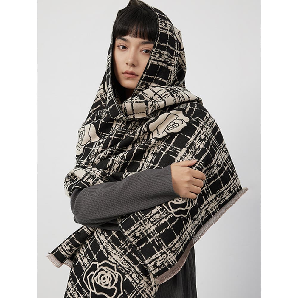 High-End sentido cachecol feminino outono inverno elegante imitação de caxemira xale térmico engrossado verão
