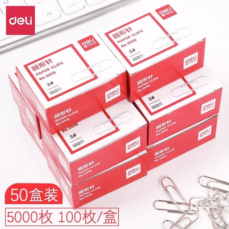10 caixas Deli clipe de papel cor clipe de papel escritório galvanoplastia camada de superfície espessada 3#回形针文件资料