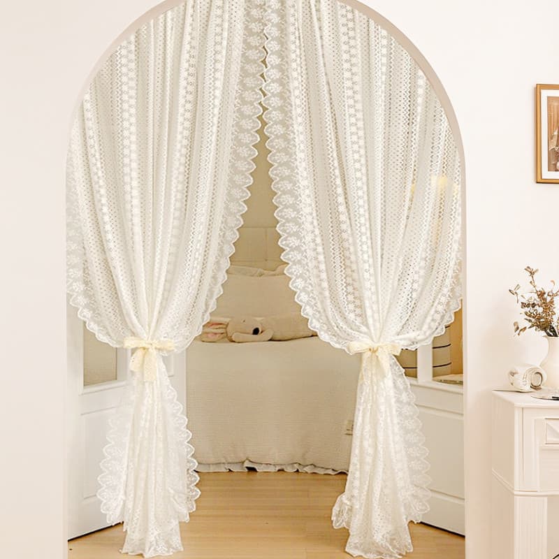 Cortina francesa luz de luxo americano Retro renda estilo princesa transparente impervioso Rococo porta cortina gaze qua