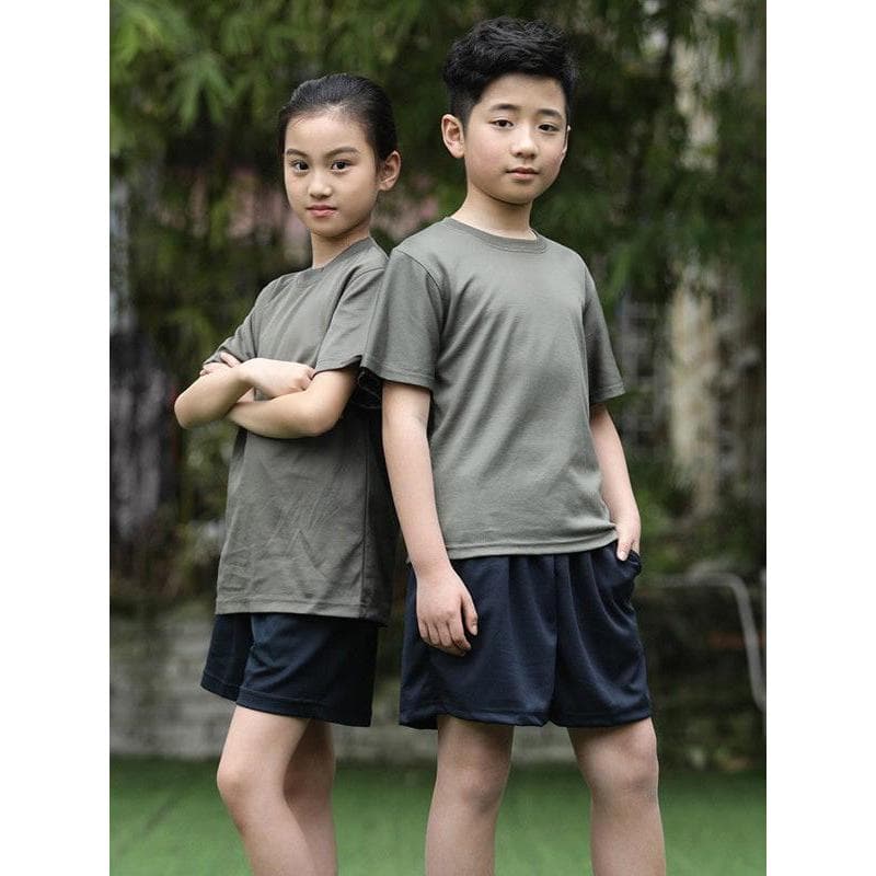 Verão crianças uniforme físico de manga curta terno malha camuflagem camiseta expansão respirável acampamento verão prim