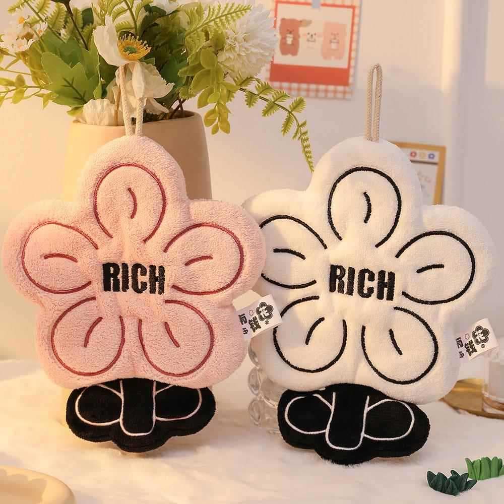 Rico rico flor Coral velo engrossado toalha de mão cozinha pendurado toalha de dupla utilização absorver água toalha qua