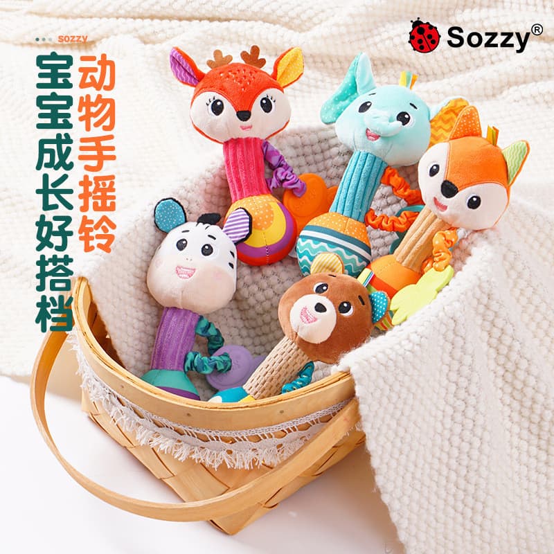 Sozzy Boneca de Pelúcia para Bebês, Chocalho para Bebês de 0 a 1 Ano, Brinquedo para Dentição, Sino de Berço, Chocalho d