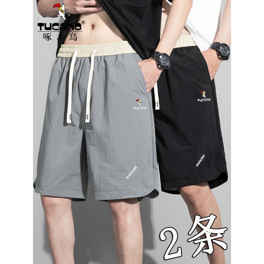 Woodpecker Shorts de secagem rápida meninos verão fino exterior usar calças de praia masculino gelo seda esportes casuai
