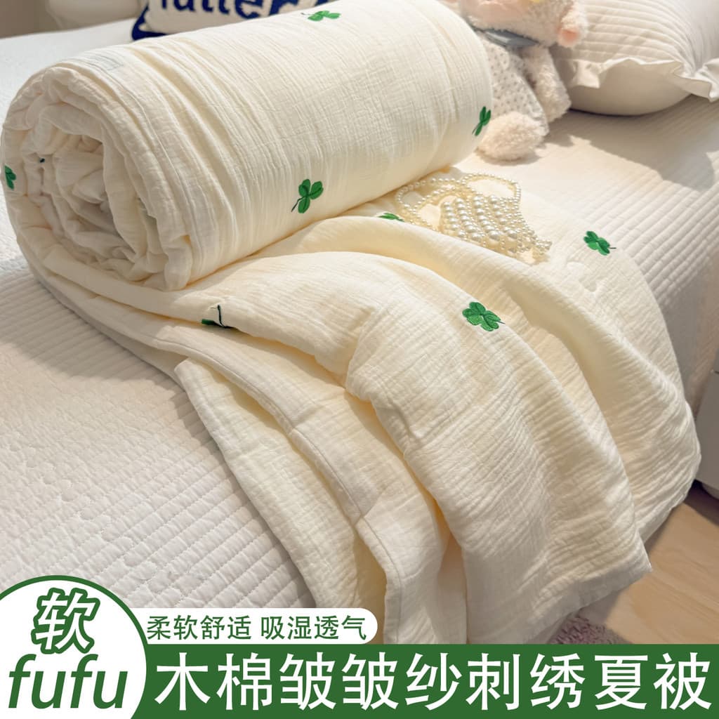Colcha de verão bordada com fio enrugado Colcha fresca de verão para crianças Colcha de ar condicionado lavável à máquin