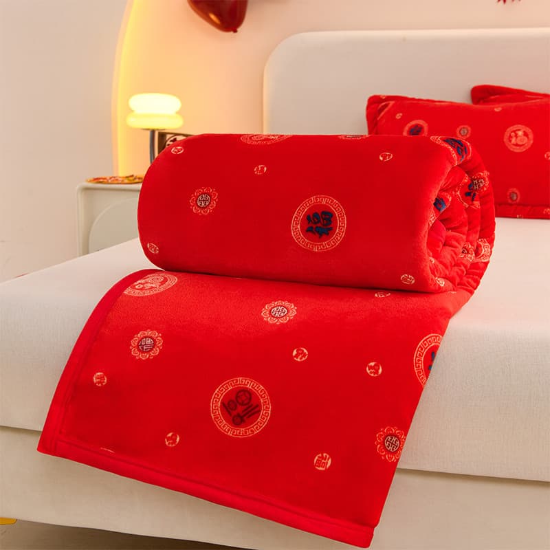 Cobertor de casamento casamento grande cobertor vermelho feliz colcha presentes dote feminino bênção cobertor festivo le