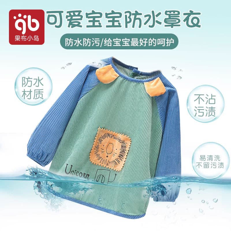 Macacão de bebê à prova d'água, anti-sujeira, outono inverno, meninas, babadores anti-vestir, roupas para comer, veludo